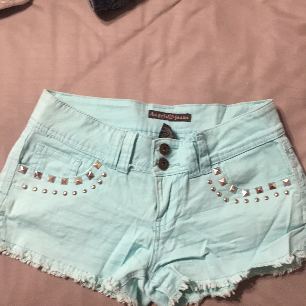 Aqua colored shorts